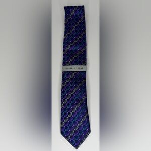 Geoffrey Beene - Men's 100% Silk Neck Tie - Handmade - Blue, Purple, Grey, Black